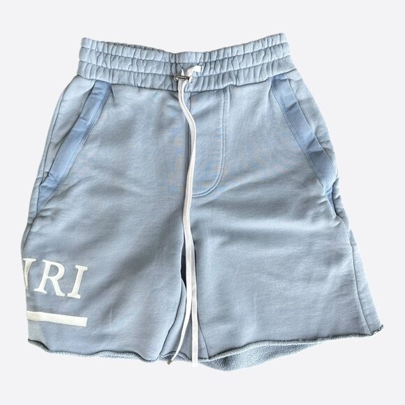 Amiri Blue & White MA Bar Logo Shorts - Picture 1 of 5